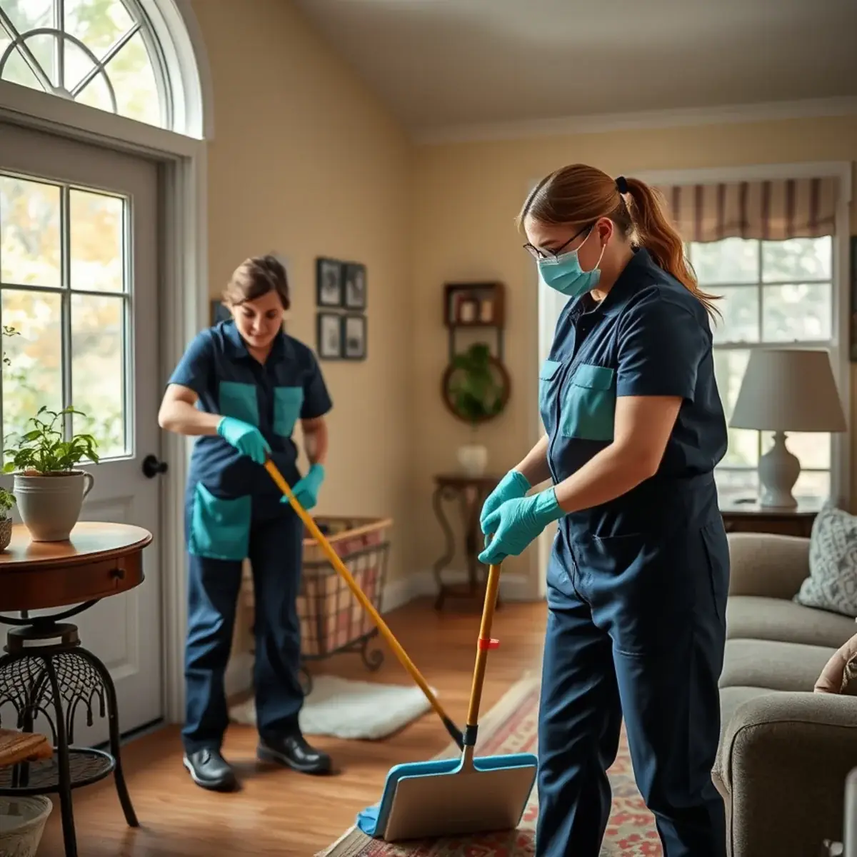 Professional cleaner working inside a Hope, New Jersey home