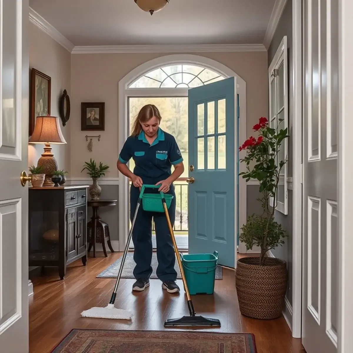 Professional cleaner working inside a Independence, New Jersey home