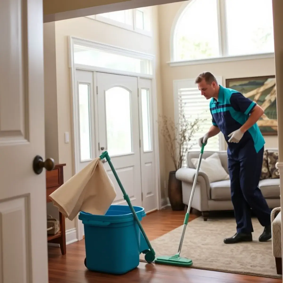 Professional cleaner working inside a Interlaken, New Jersey home