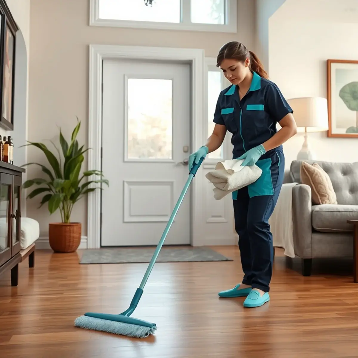 Professional cleaner working inside a Irvington, New Jersey home