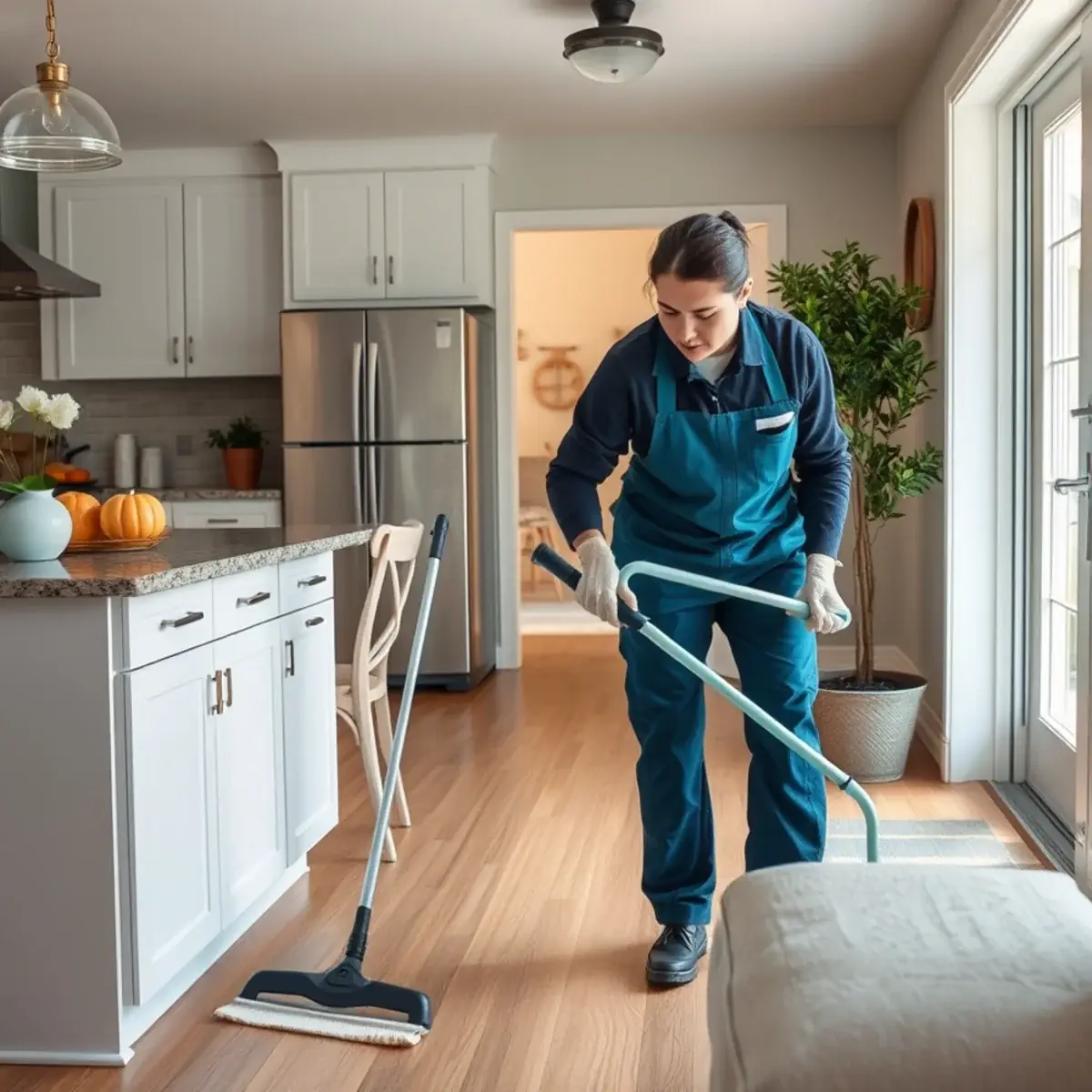 Professional cleaner working inside a Iselin, New Jersey home