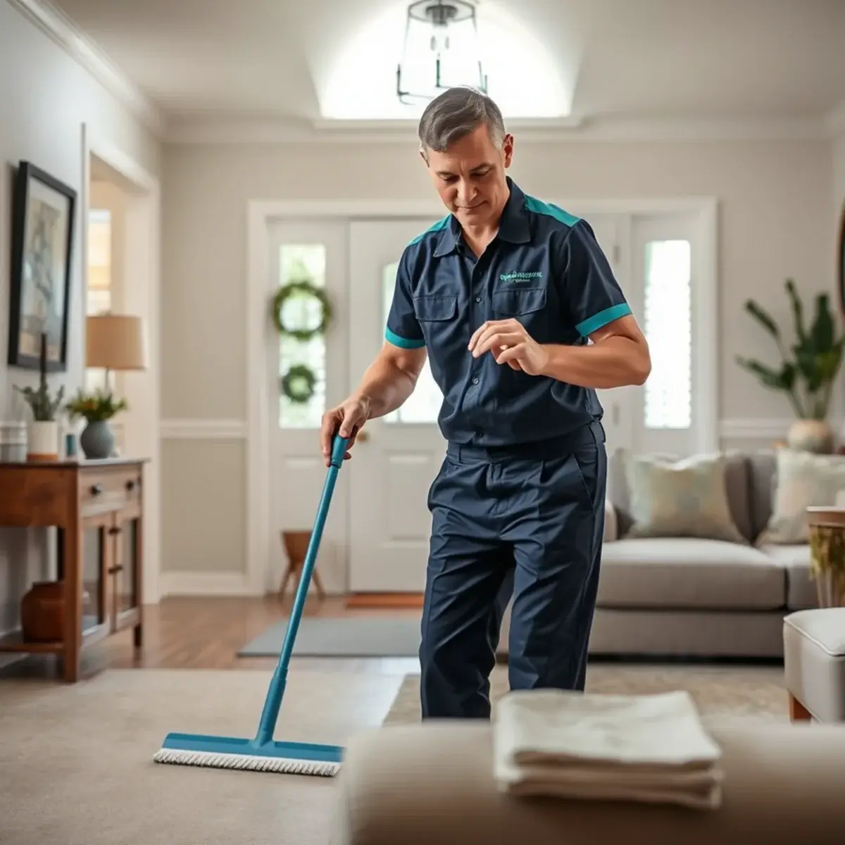 Professional cleaner working inside a Keansburg, New Jersey home