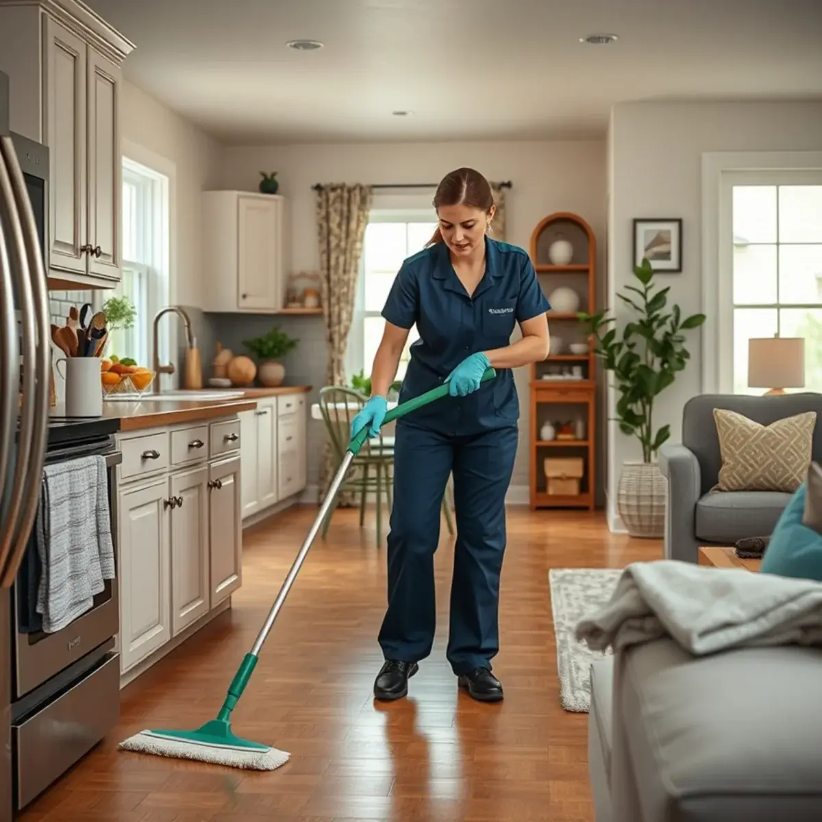 Professional cleaner working inside a Kendall Park, New Jersey home