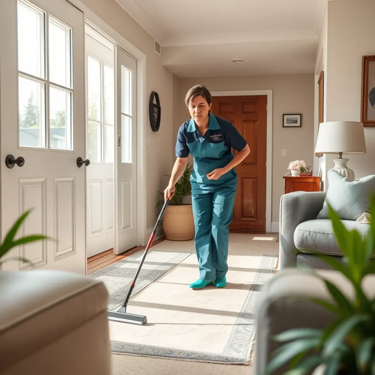 Professional cleaner working inside a Keyport, New Jersey home