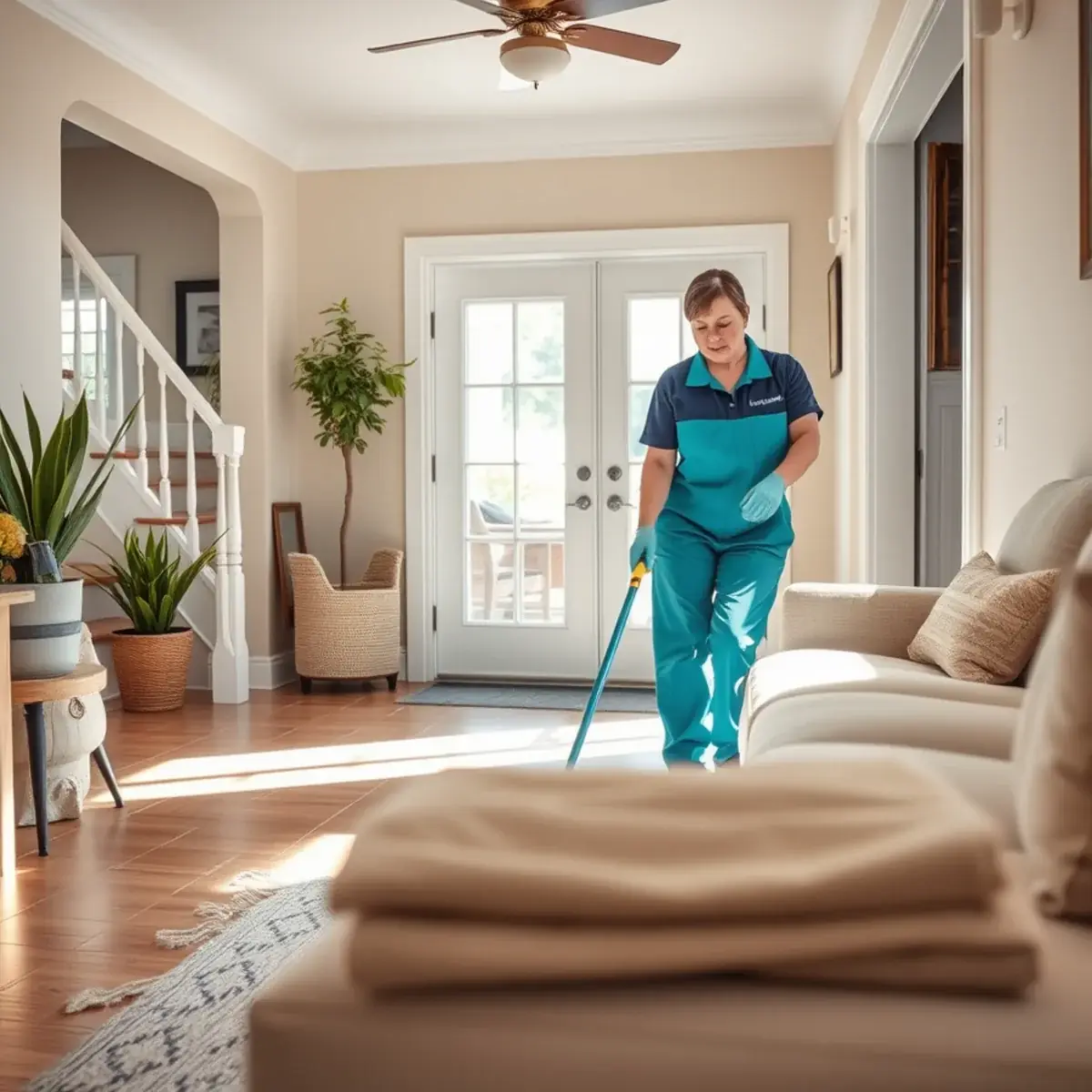 Professional cleaner working inside a Lakehurst, New Jersey home