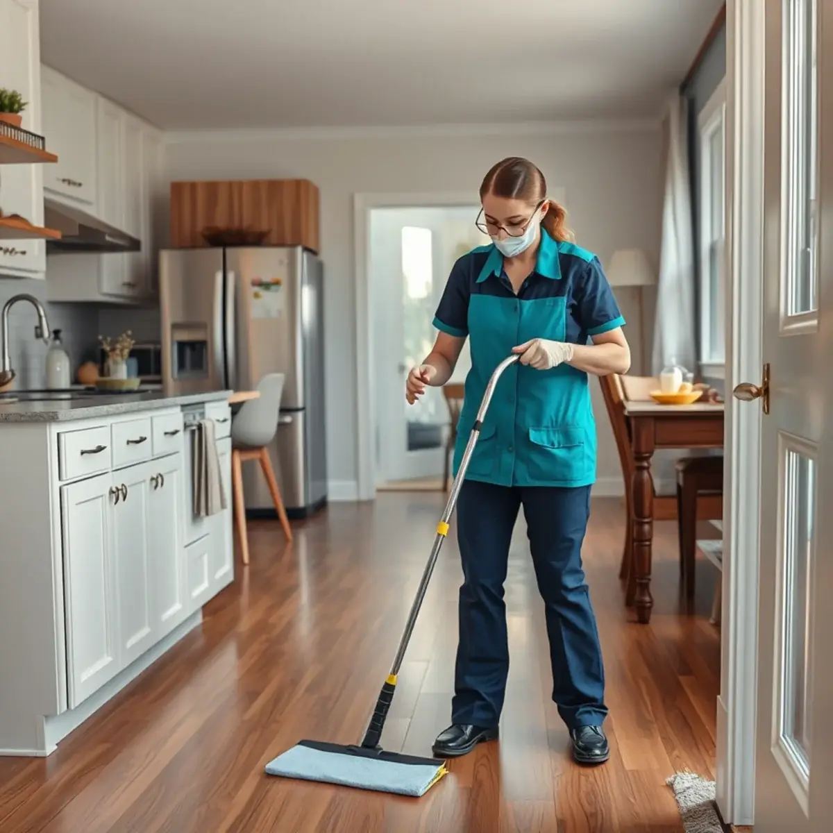 Professional cleaner working inside a Laurence Harbor, New Jersey home