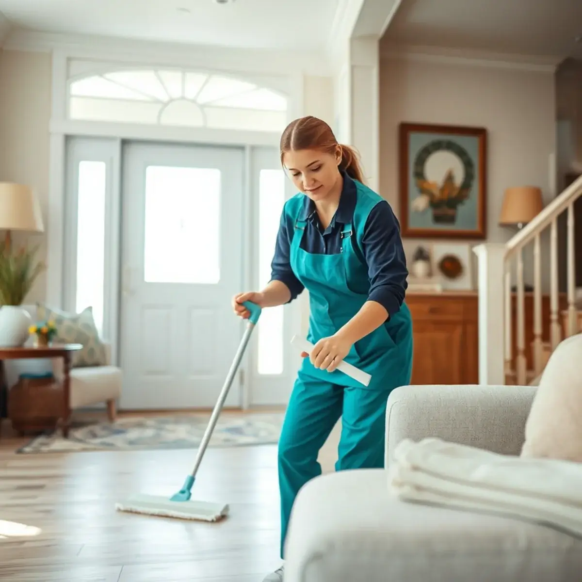 Professional cleaner working inside a Lavallette, New Jersey home