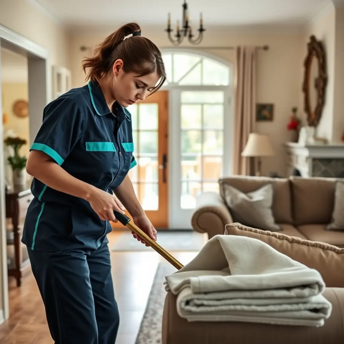 Professional cleaner working inside a Liberty, New Jersey home