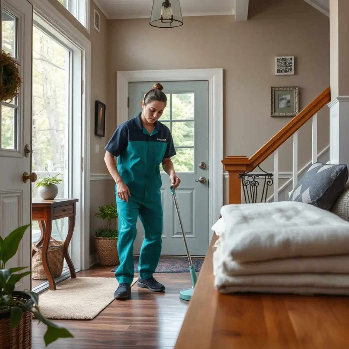 Professional cleaner working inside a Lincoln Park, New Jersey home