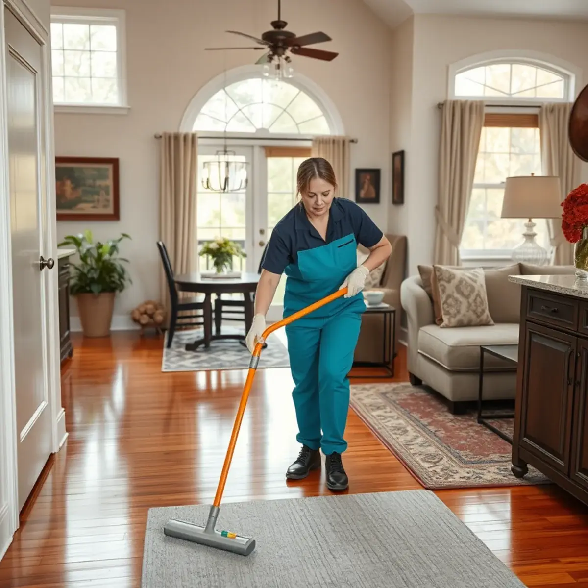 Professional cleaner working inside a Lodi, New Jersey home