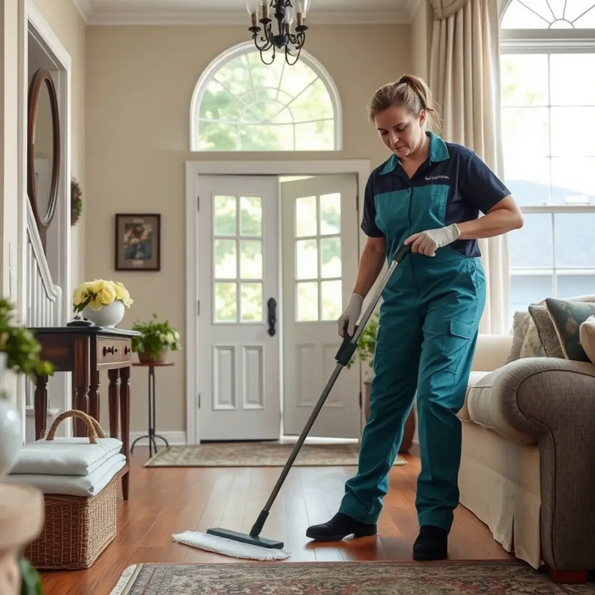 Professional cleaner working inside a Lopatcong, New Jersey home