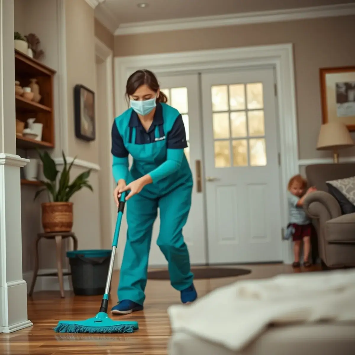 Professional cleaner working inside a Magnolia, New Jersey home