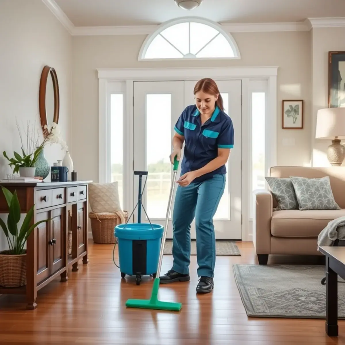 Professional cleaner working inside a Manchester, New Jersey home