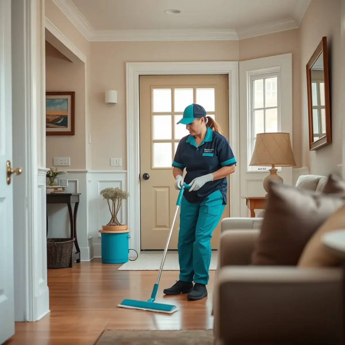 Professional cleaner working inside a Margate City, New Jersey home