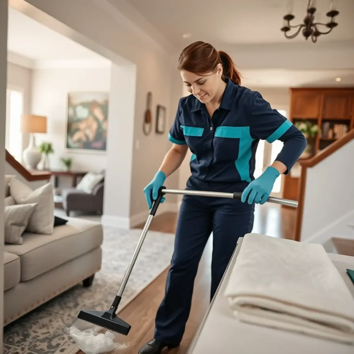 Professional cleaner working inside a Martinsville, New Jersey home