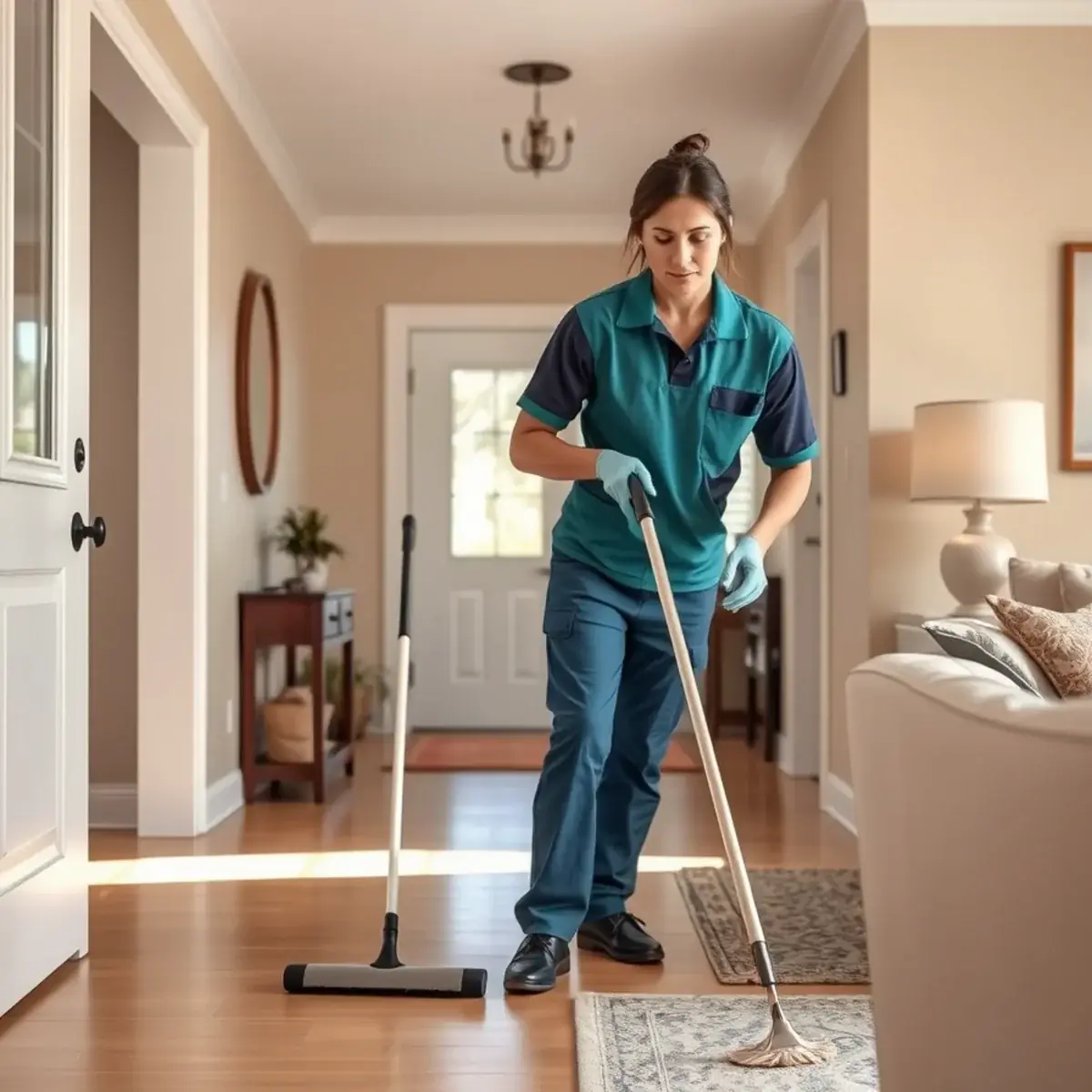 Professional cleaner working inside a Matawan, New Jersey home