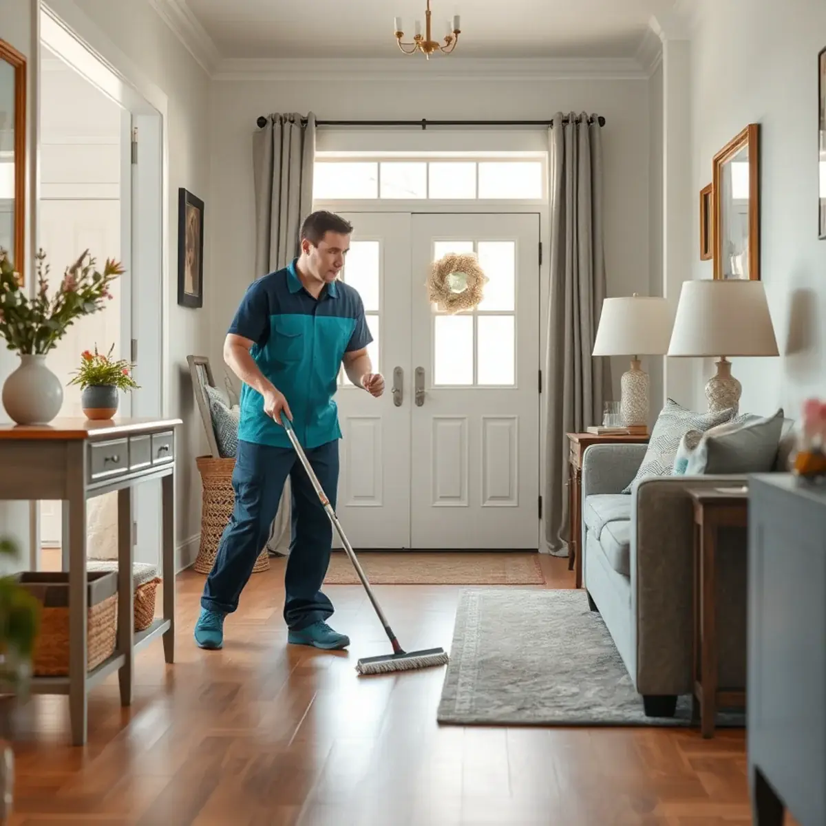 Professional cleaner working inside a Mays Landing, New Jersey home