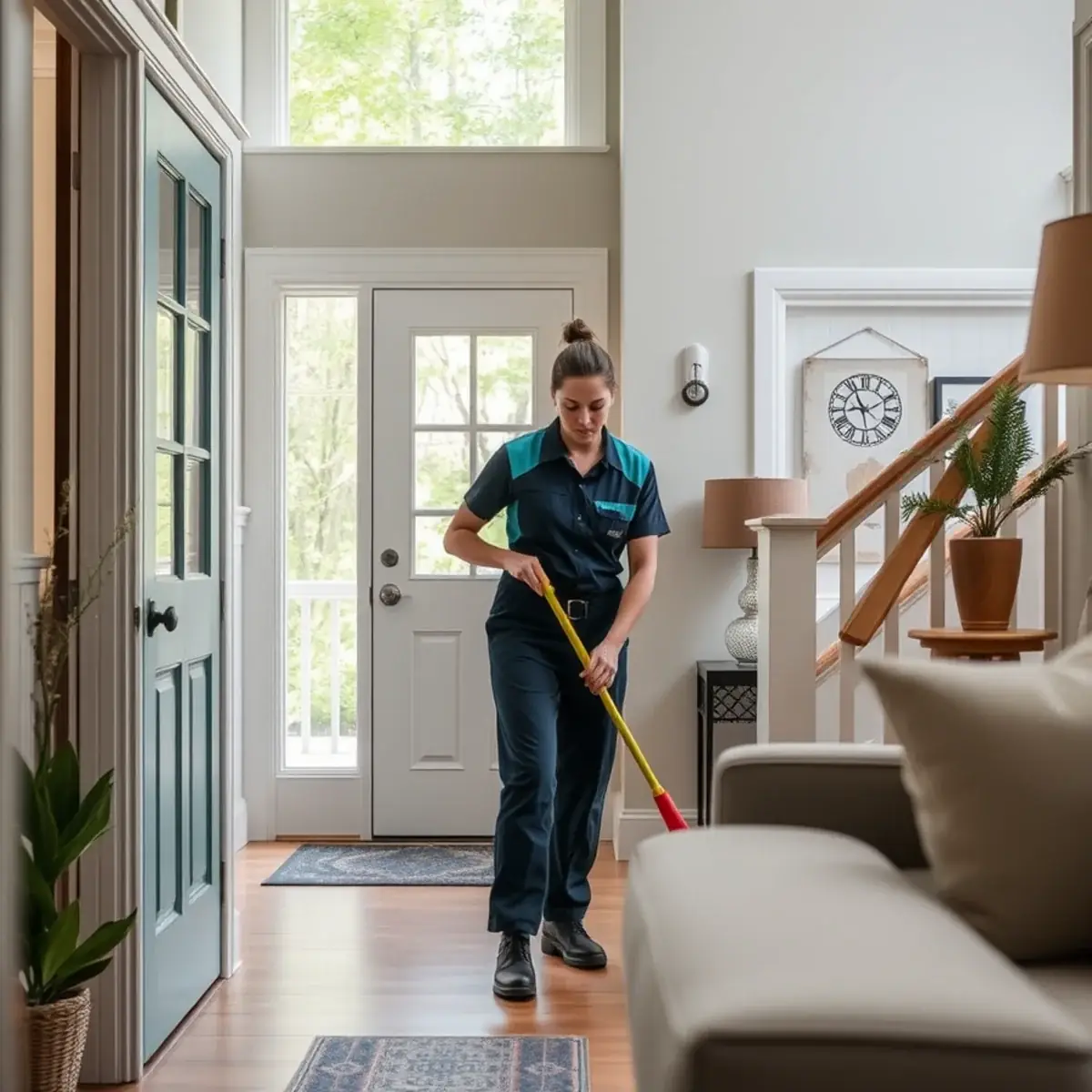 Professional cleaner working inside a Mendham, New Jersey home