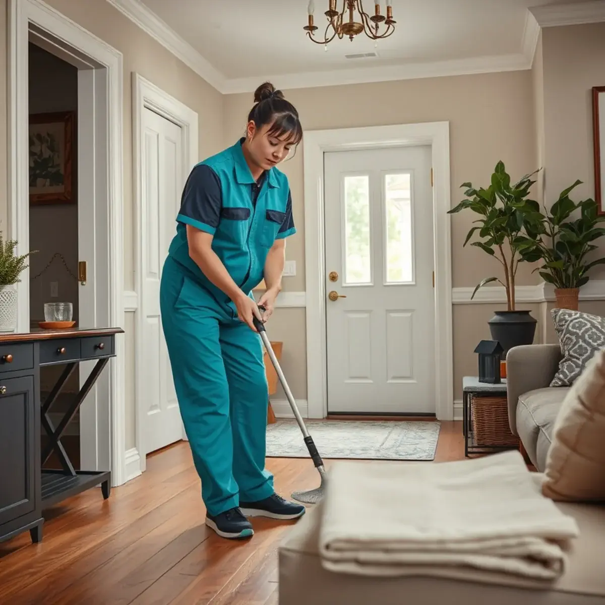 Professional cleaner working inside a Merchantville, New Jersey home