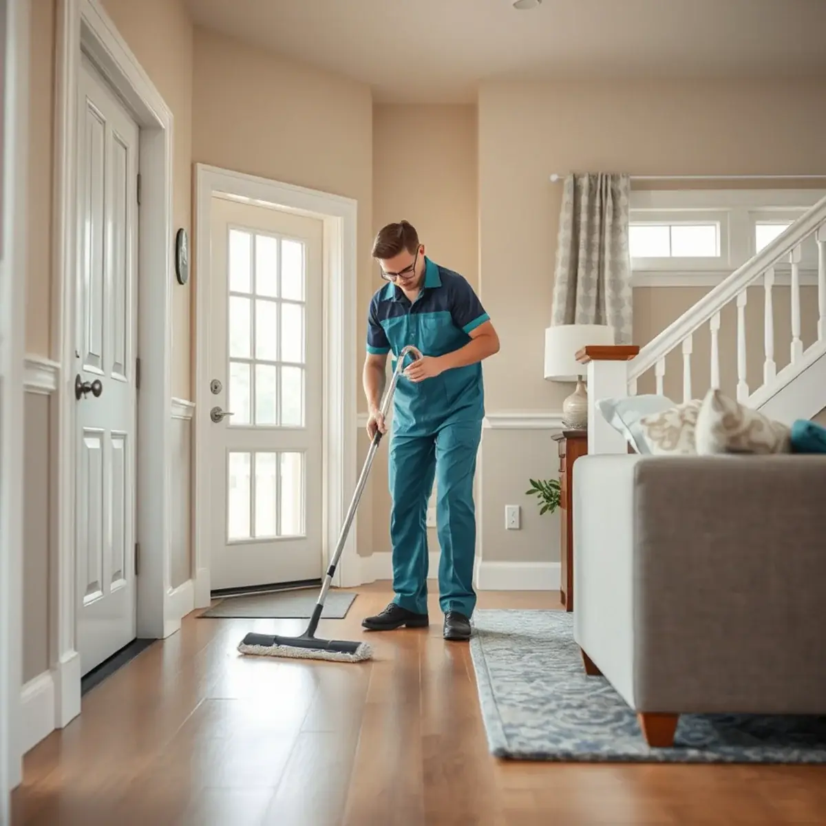Professional cleaner working inside a Middle Township, New Jersey home