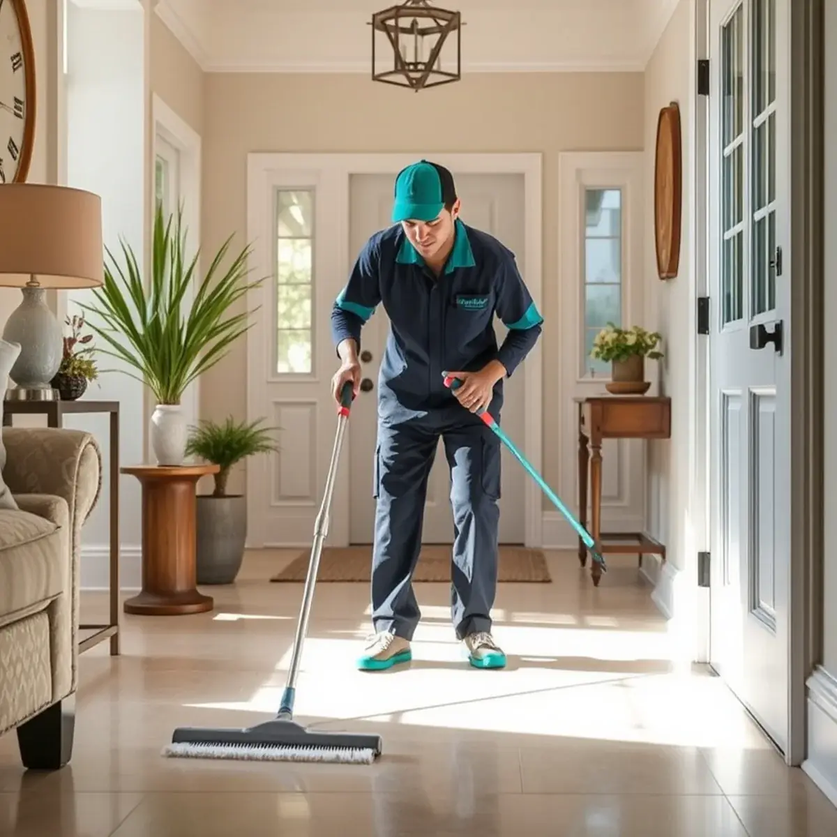 Professional cleaner working inside a Middletown, New Jersey home