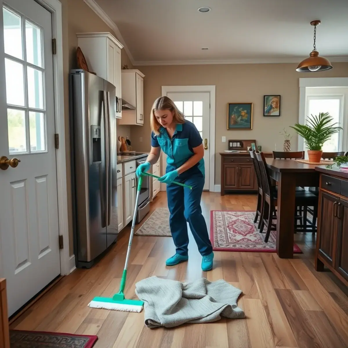Professional cleaner working inside a Millville, New Jersey home