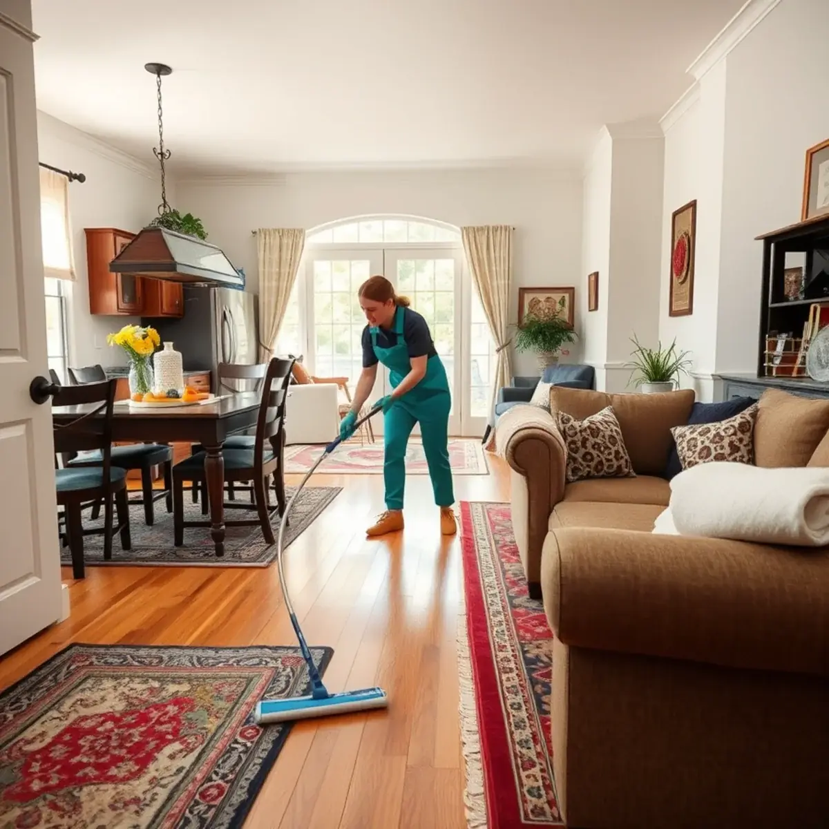 Professional cleaner working inside a Monroe Township, New Jersey home
