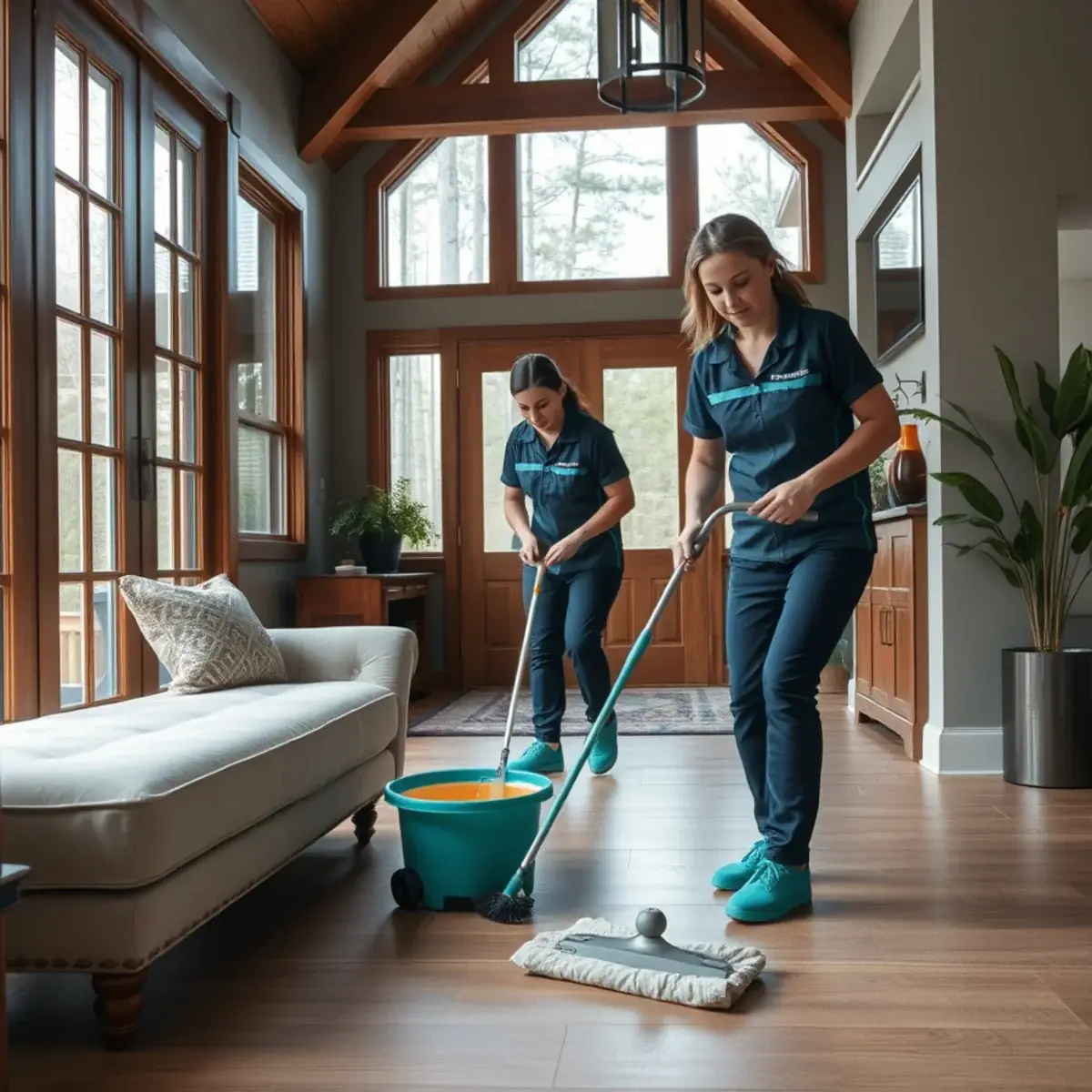 Professional cleaner working inside a Montague, New Jersey home