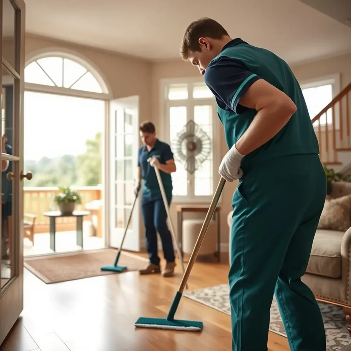 Professional cleaner working inside a Montgomery, New Jersey home