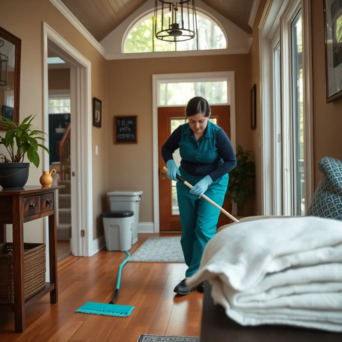 Professional cleaner working inside a Netcong, New Jersey home
