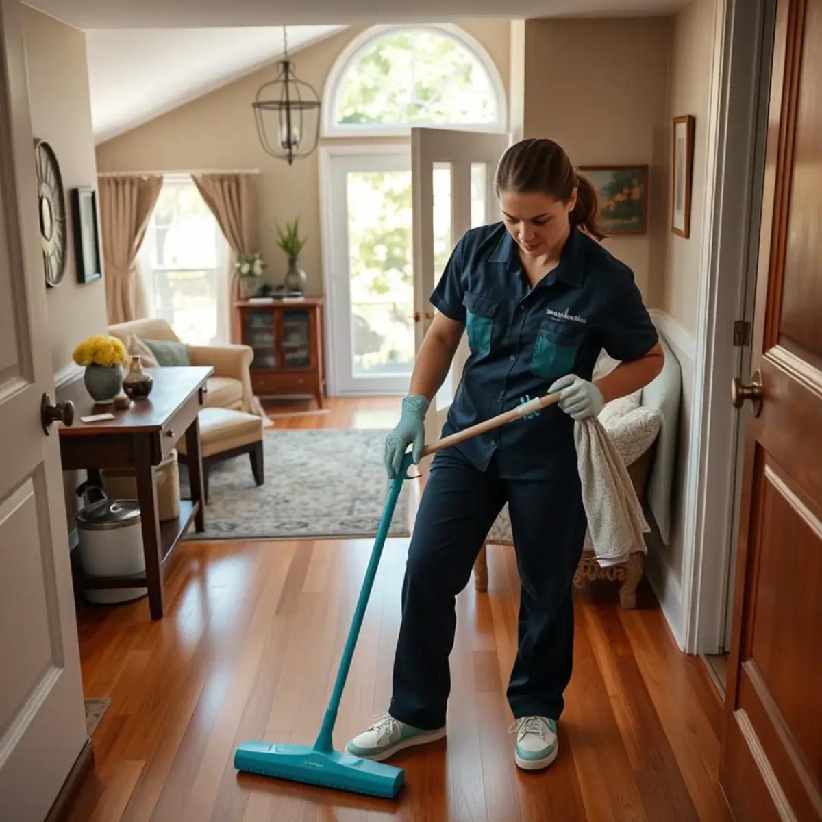 Professional cleaner working inside a New Milford, New Jersey home