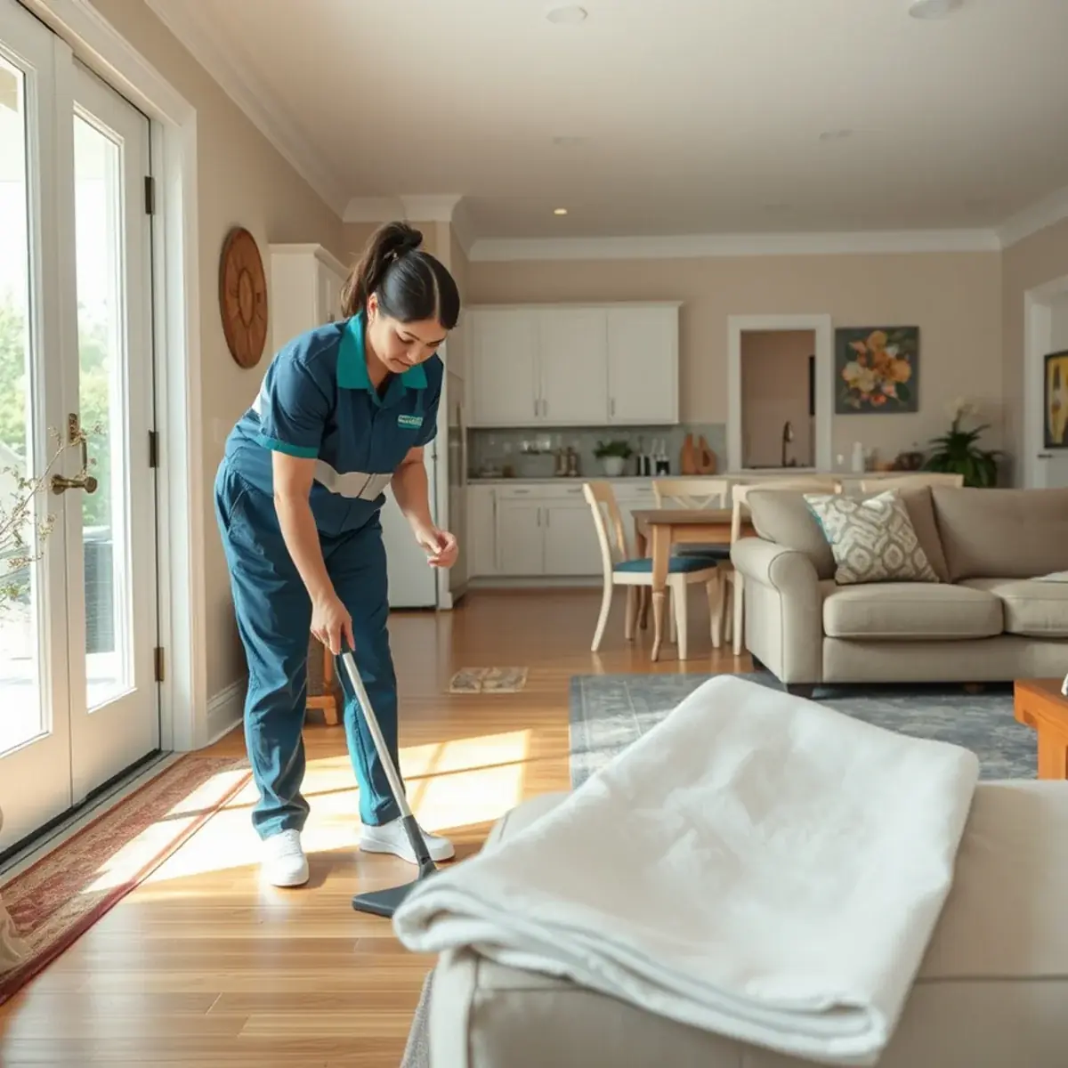 Professional cleaner working inside a Newfield, New Jersey home