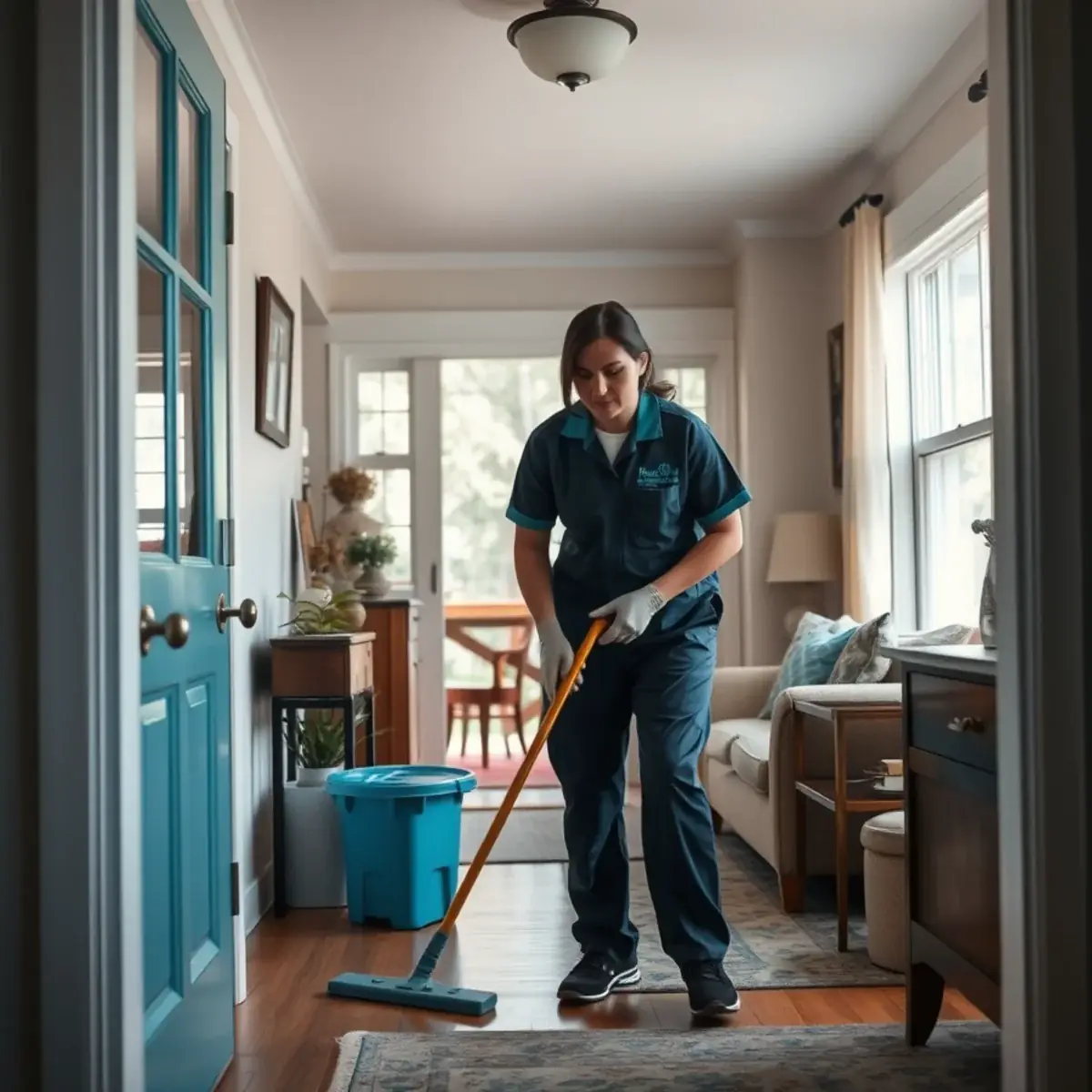 Professional cleaner working inside a Newfoundland, New Jersey home