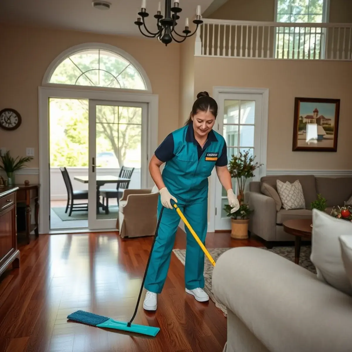 Professional cleaner working inside a North Arlington, New Jersey home