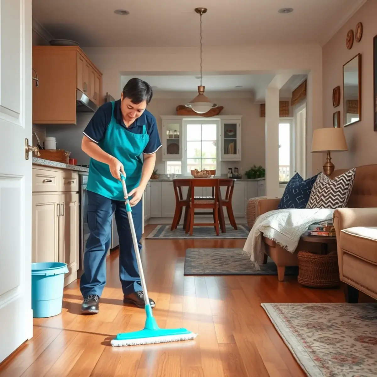Professional cleaner working inside a North Brunswick, New Jersey home