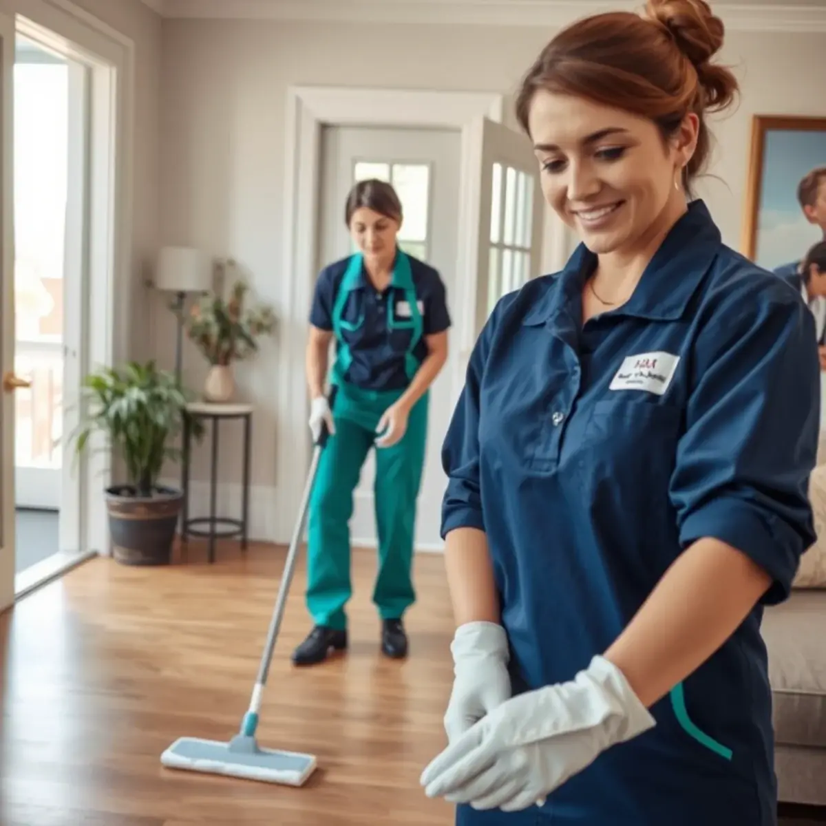 Professional cleaner working inside a North Caldwell, New Jersey home