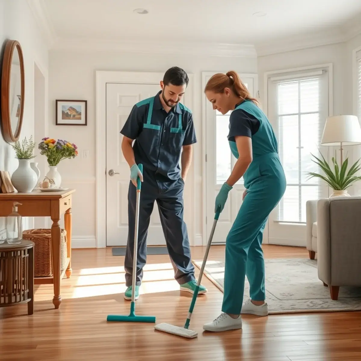 Professional cleaner working inside a North Wildwood, New Jersey home