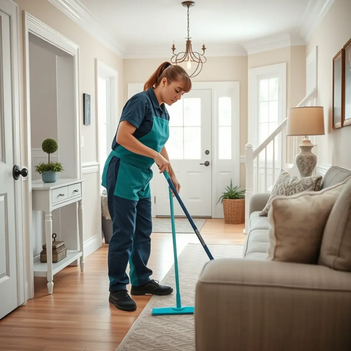 Professional cleaner working inside a Northfield, New Jersey home