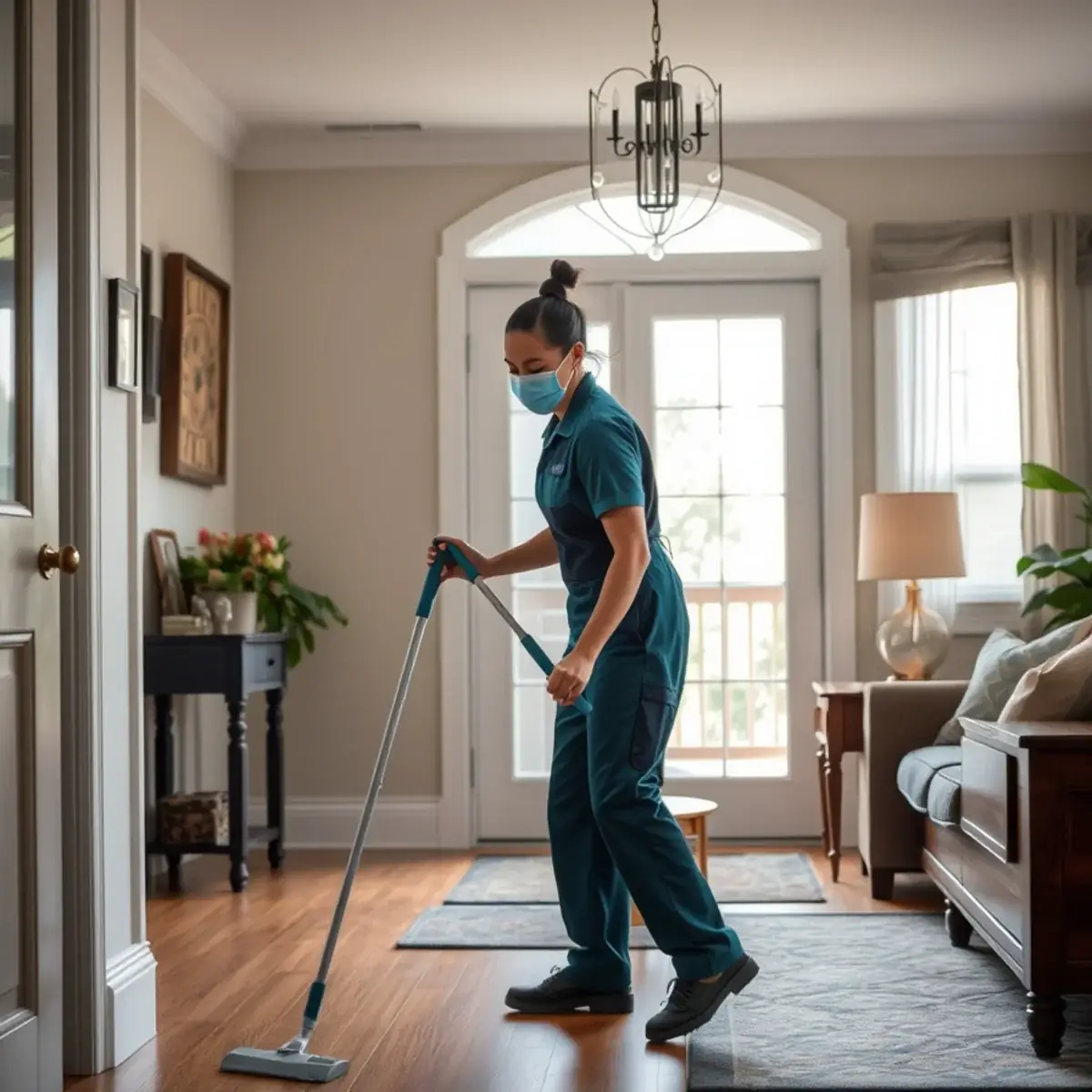Professional cleaner working inside a Oak Ridge, New Jersey home