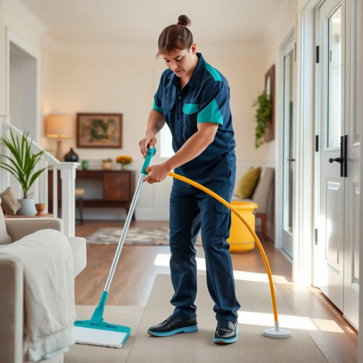 Professional cleaner working inside a Ocean Grove, New Jersey home