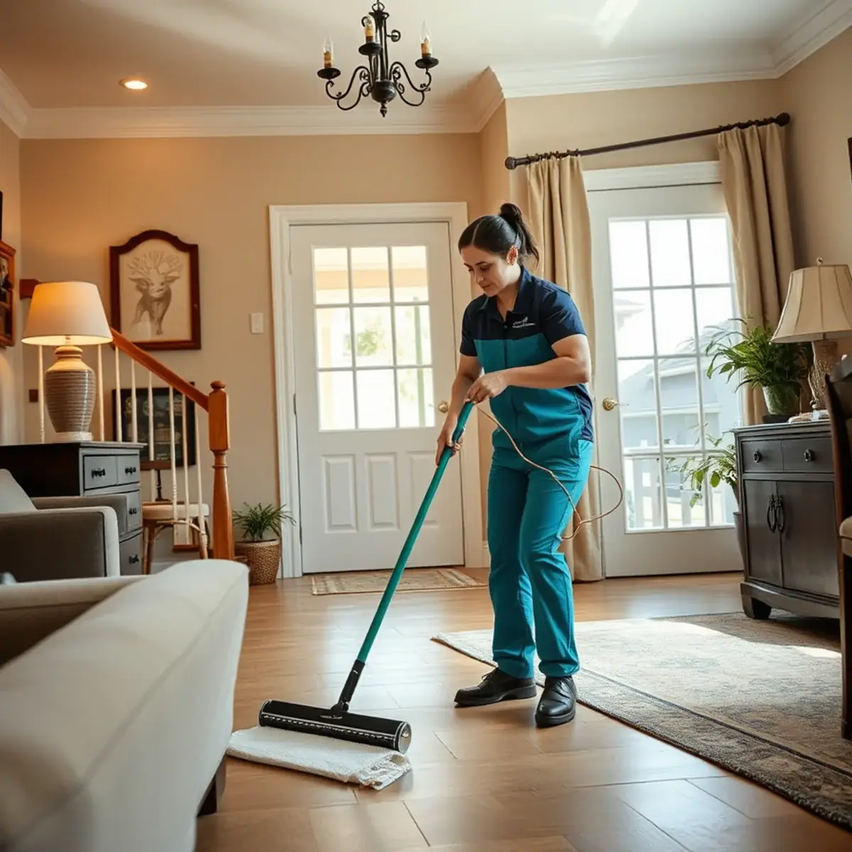 Professional cleaner working inside a Ocean Township, New Jersey home