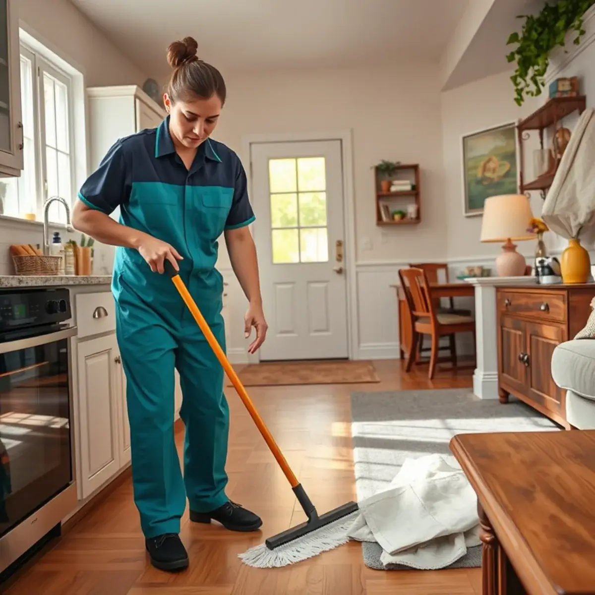 Professional cleaner working inside a Old Bridge, New Jersey home