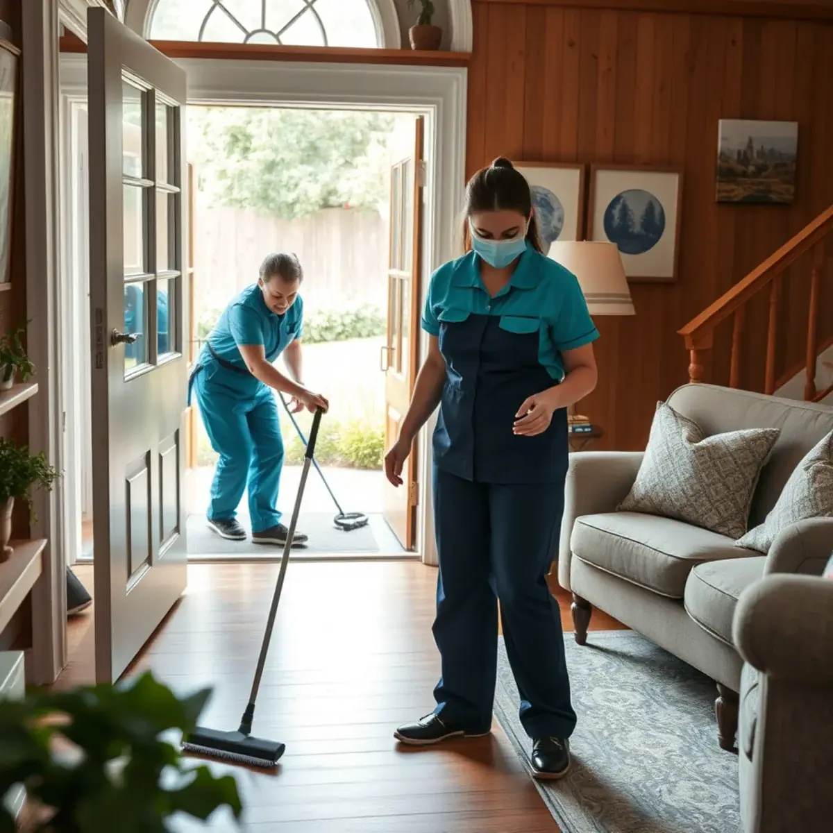 Professional cleaner working inside a Oldmans, New Jersey home