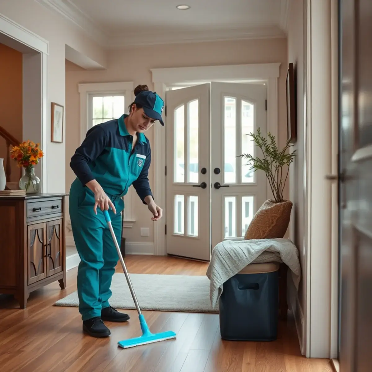 Professional cleaner working inside a Orange, New Jersey home