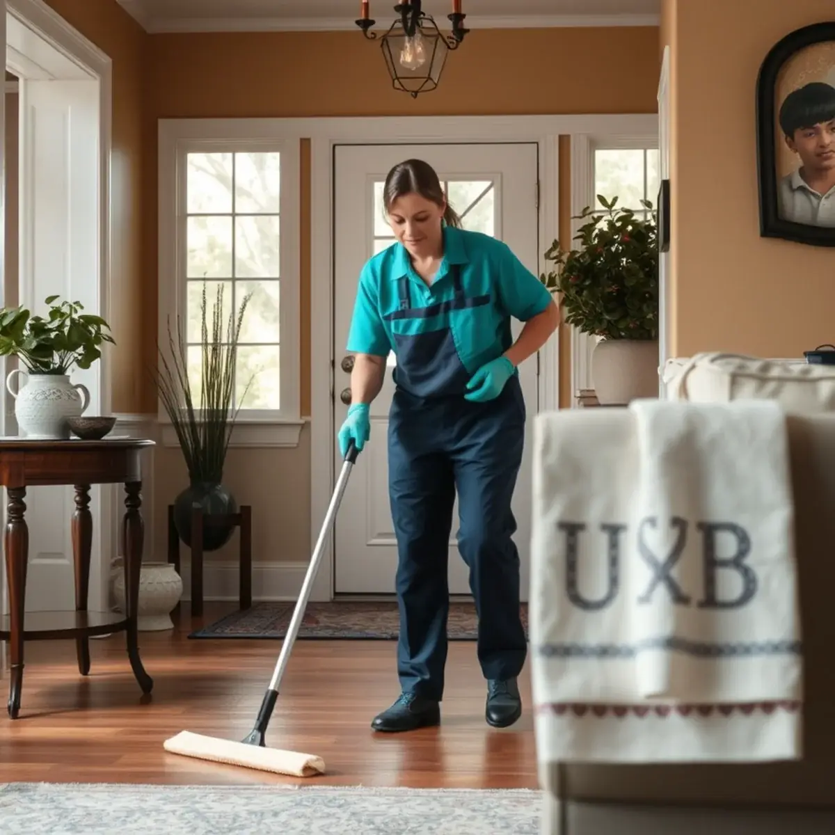 Professional cleaner working inside a Palmyra, New Jersey home