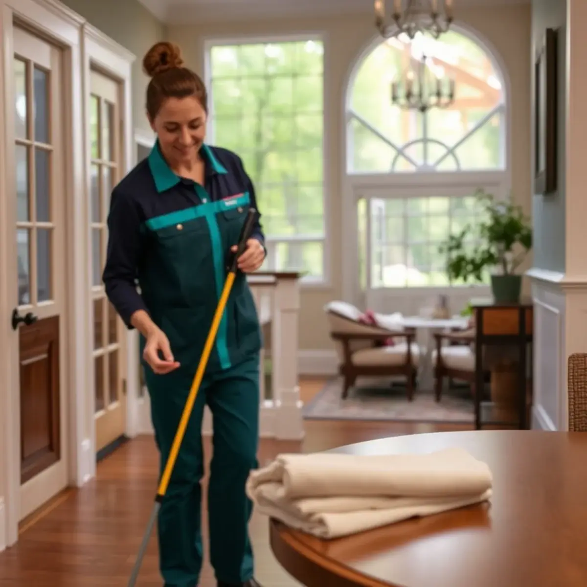Professional cleaner working inside a Parsippany-Troy Hills, New Jersey home