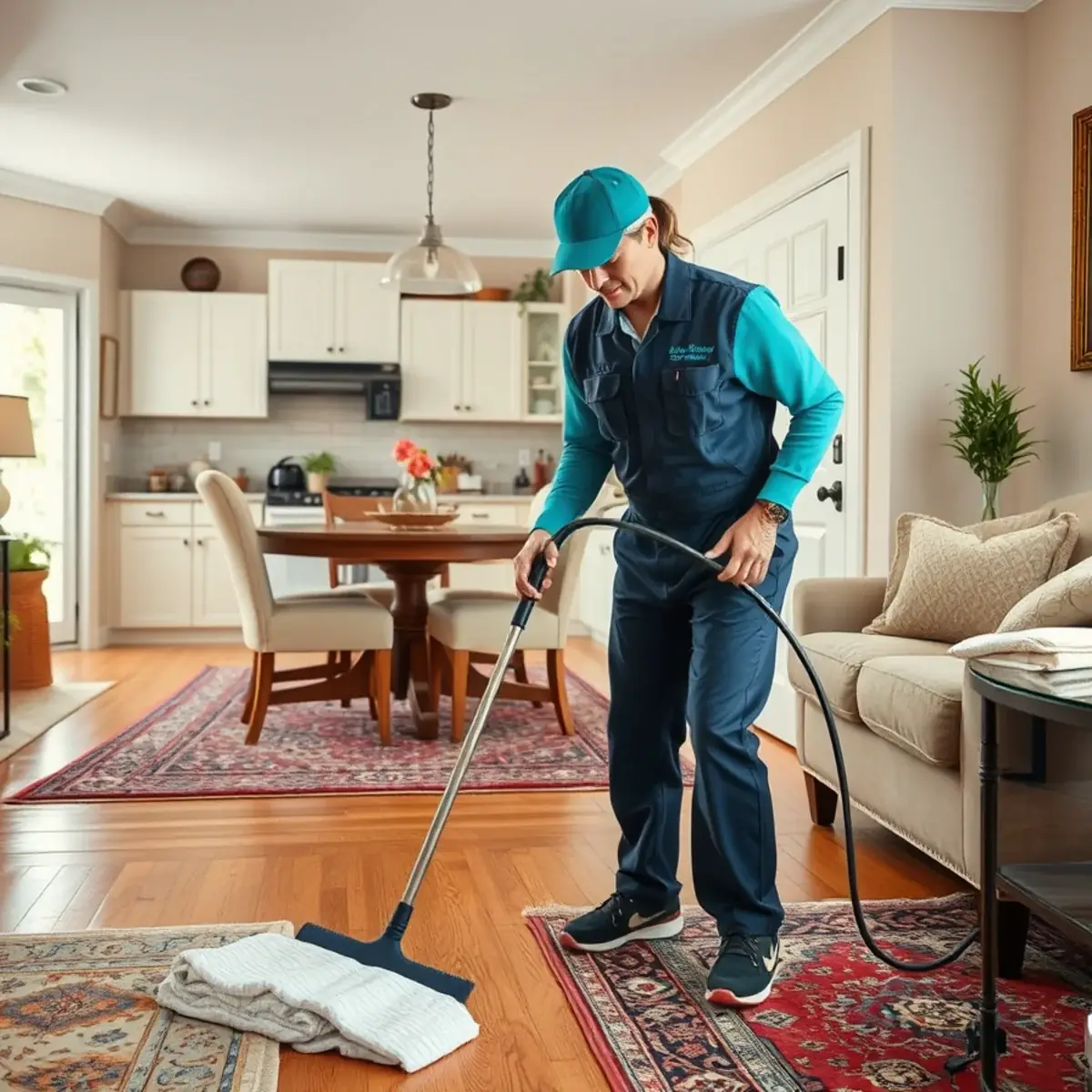 Professional cleaner working inside a Paulsboro, New Jersey home