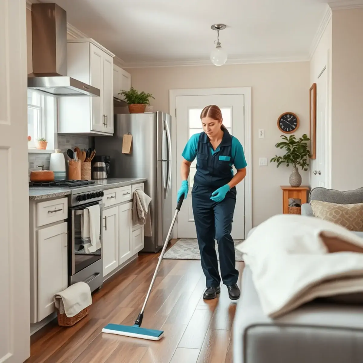 Professional cleaner working inside a Perth Amboy, New Jersey home