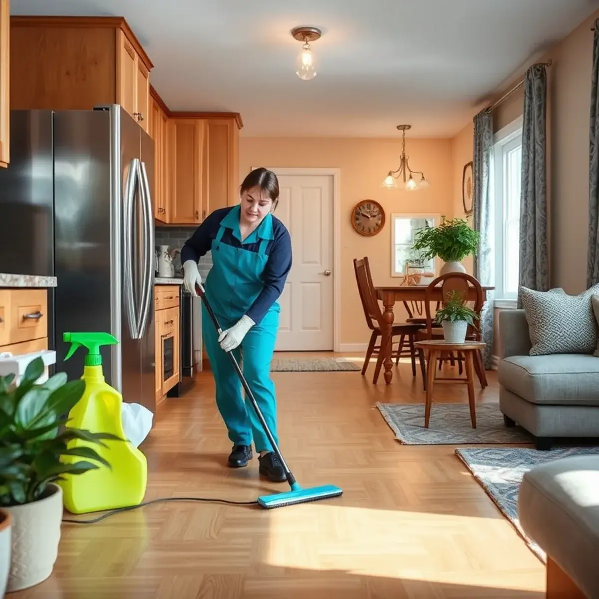 Professional cleaner working inside a Piscataway, New Jersey home