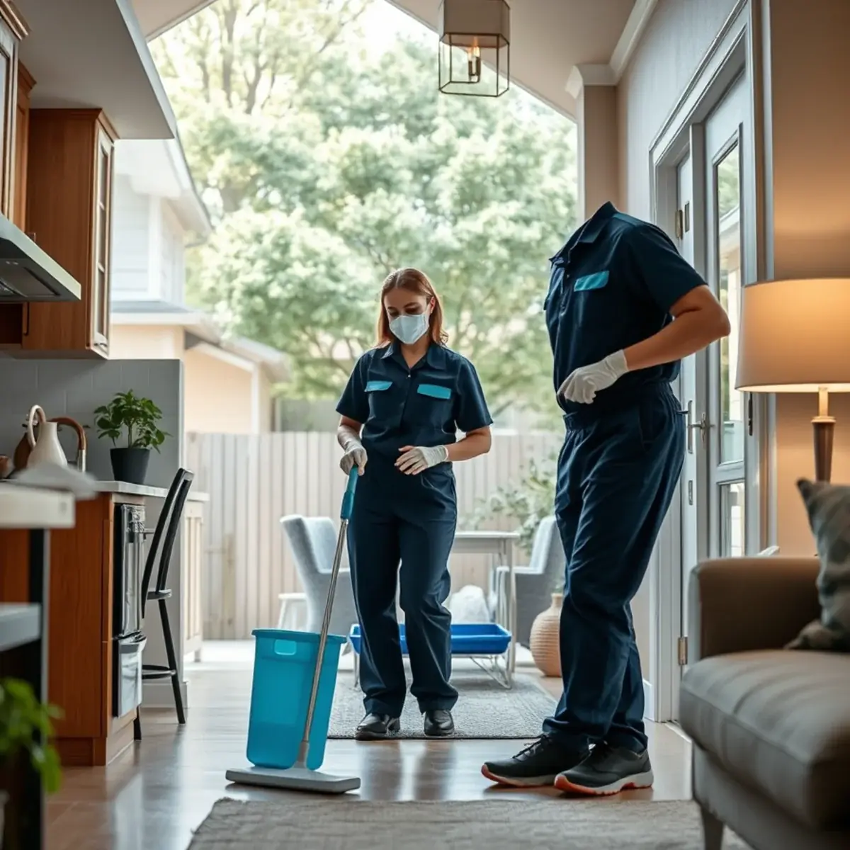 Professional cleaner working inside a Plainfield, New Jersey home
